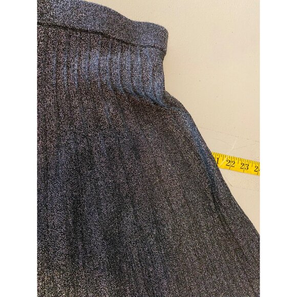 Carmen Marc Valvo Metallic Pleated Skirt Black & Silver Small - Picture 7 of 8